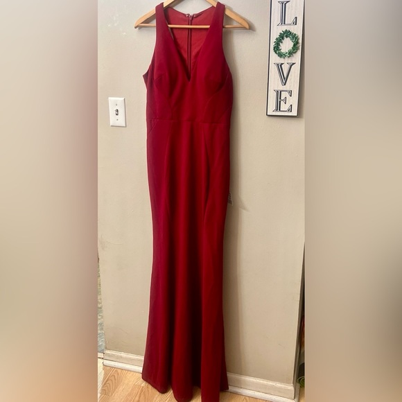 NWT Bariano MORGAN dark Red Formal Raceback Long Dress Christmas Party 12/L - Picture 2 of 10